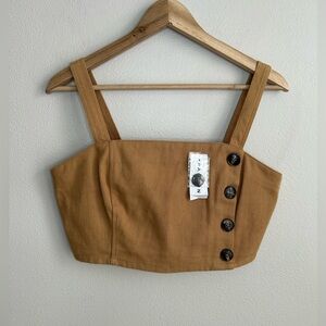 NWT Pacsun Me to We Corduroy Crop Tank Top Side Button Back Zipper Detail Size M